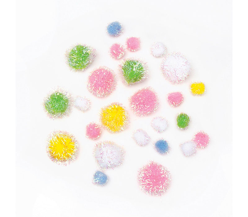  White/Iridescent Glitter Pom Poms - 40 Pieces : Home & Kitchen