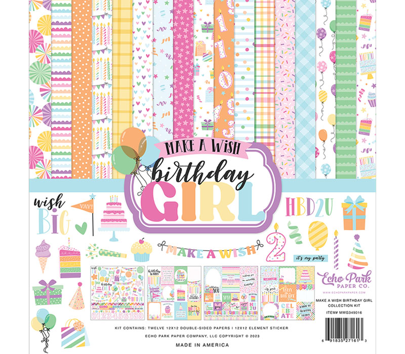Echo Park Collection Paper Kit - 12x12 - Make a Wish Girl