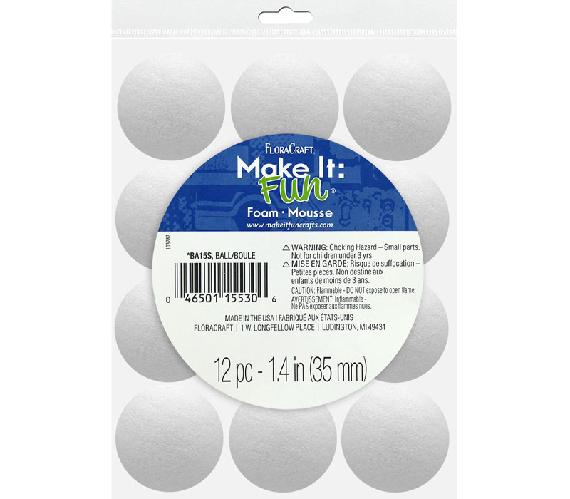 Craft Fun 4 inch Styrofoam Balls (2 Pack) - Samko & Miko Toy Warehouse