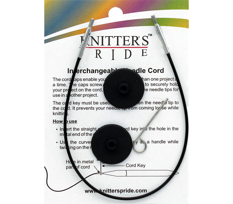 Knitter's Pride Interchangeable Black Cords - Silver Joins