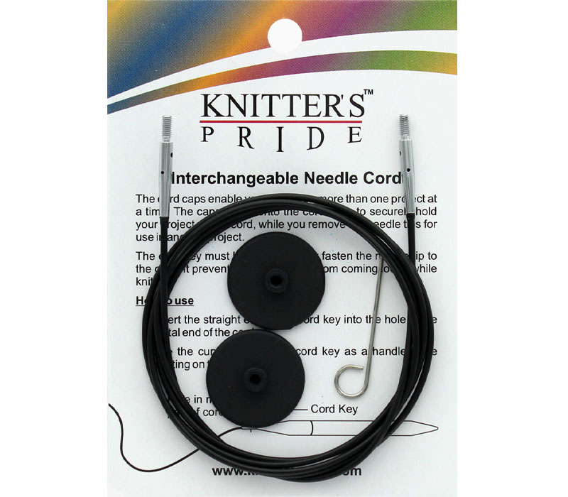 Knitter's Pride InterchangableNeedle Cord - Black and Silver - 24