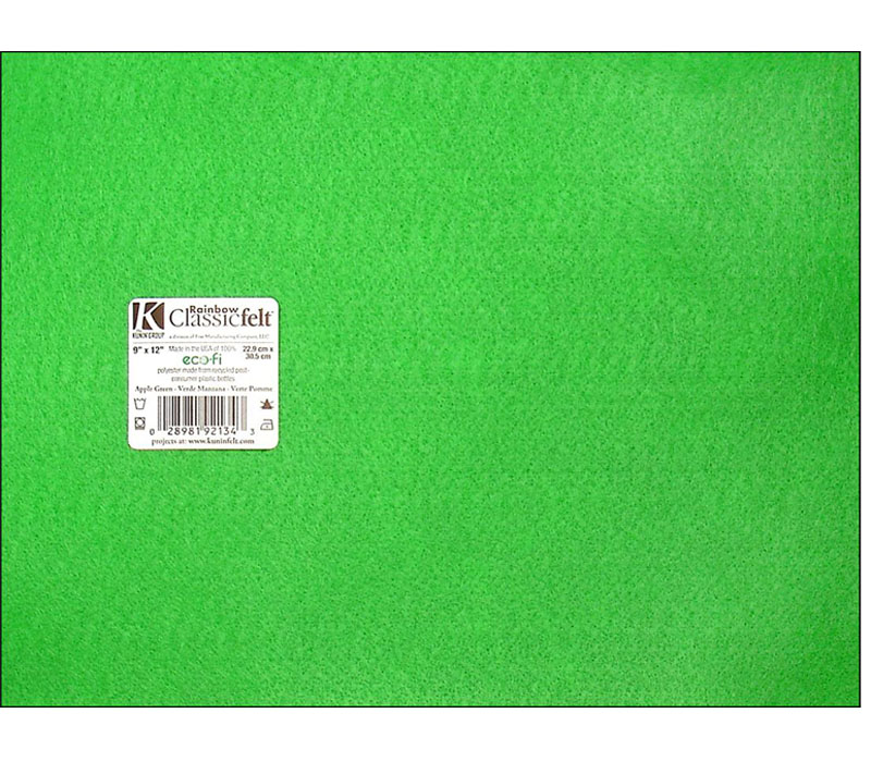 Kunin Classic Felt - 9-inch x 12-inch - Apple Green - Craft Warehouse