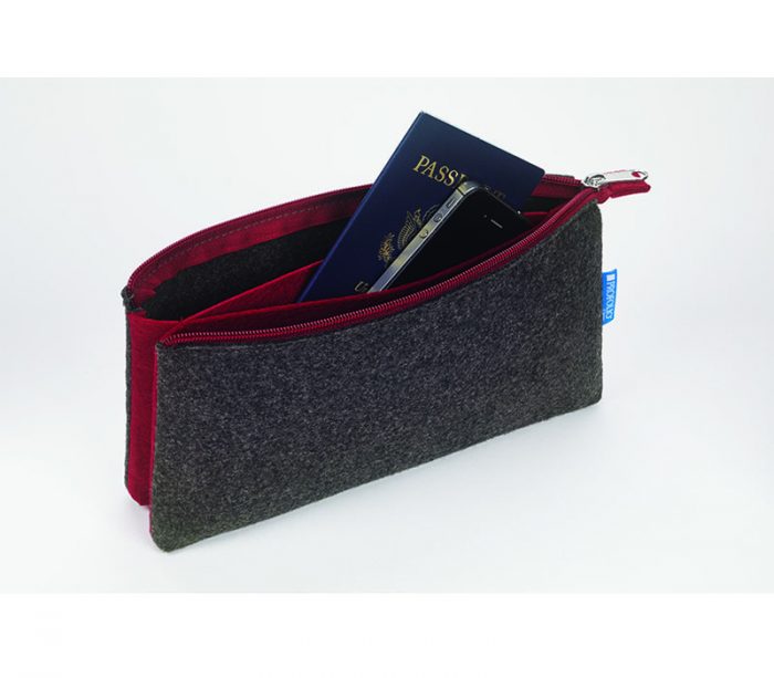 Itoya Midtown Pouch - 5 x 9 inch - Charcoal and Maroon - Image 8