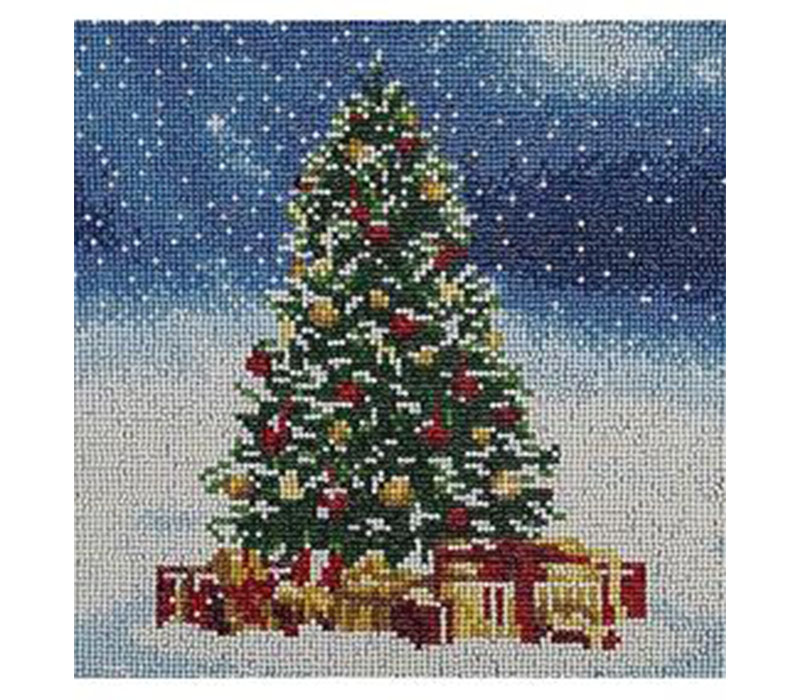 Christmas Light: Full Embroidery Kit, Festive Beaded Sewing Kit. Easy  Modern Design Craft Kit. Christmas Tree With Candles Beads and Sequins 