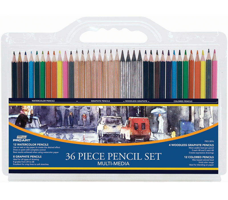 Pro Art Multi Media Drawing Pencil Set - 36 Piece - Craft Warehouse