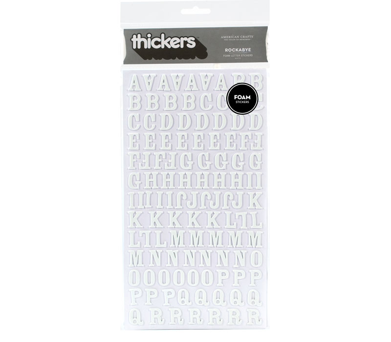 American Crafts Thickers Chipboard - Alpha Rockaye White