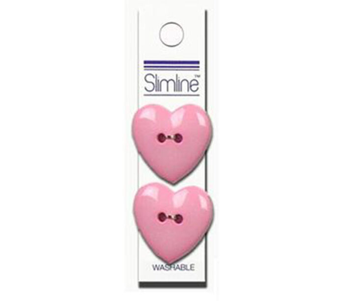 Slimline Buttons - 1-inch Heart Pink 2 Piece Hook #91