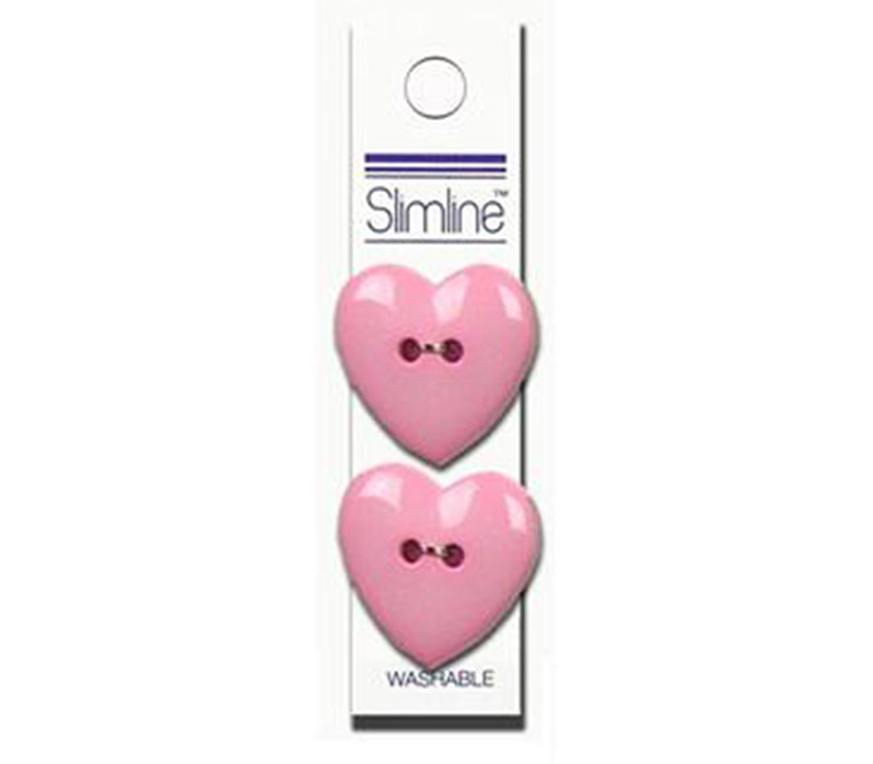 Slimline Buttons - 1-inch Heart Pink 2 Piece Hook #91