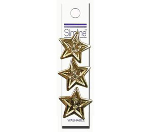 Slimline Buttons - 7/8-inch Star Brt Gold 3 Piece Hook #96