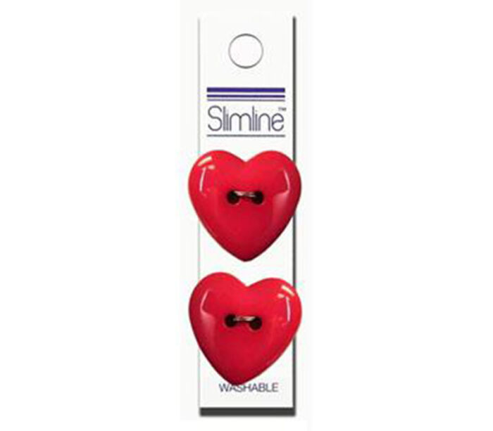 Slimline Buttons - 1-inch Heart Fuchsia 2 Piece Hook #92