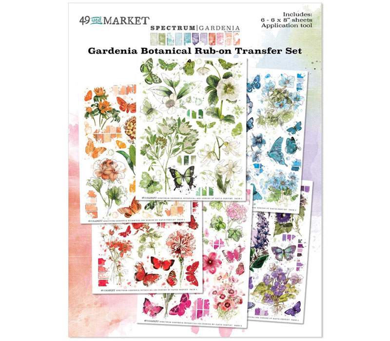 49th and Market Spectrum Gardenia - Rub-on Botanical Transfer Sheet