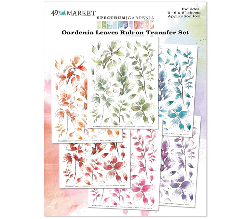 49th and Market Spectrum Gardenia - Rub-on Leaves Transfer Sheet