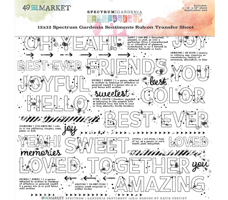 49th and Market Spectrum Gardenia - Rub-on Sentiments Transfer Sheet