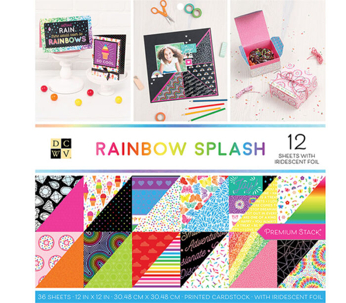 Die Cuts Rainbow Splash Iridescent - Foil Paper Stack - 12-inch x 12-inch - 36 Double Sided Sheets
