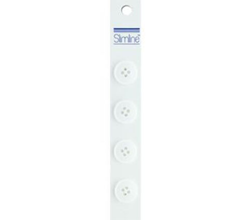 Slimline Buttons - 5/8-inch White 4 Piece Hook #9