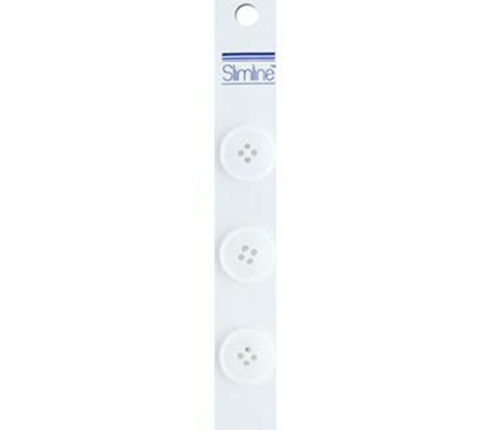 Slimline Buttons - 3/4-inch White 3 Piece Hook #10