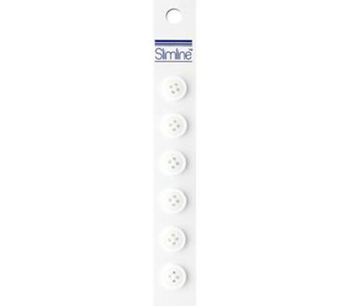 Slimline Buttons - 1/2-inch White 6 Piece Hook #16