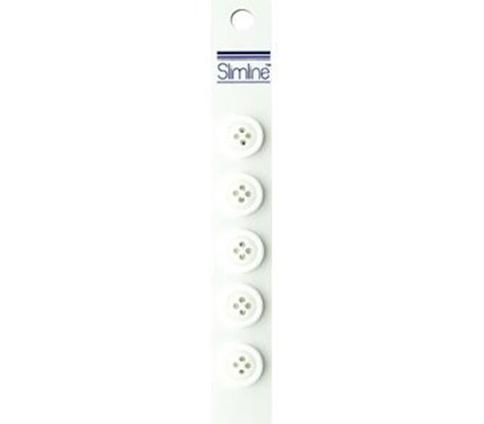 Slimline Buttons - 5/8-inch White 5 Piece Hook #17