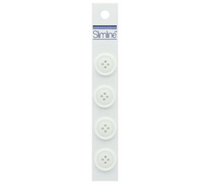 Slimline Buttons - 3/4-inch White 4 Piece Hook #18