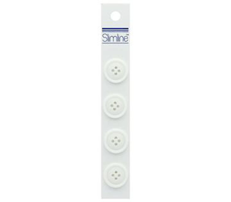 Slimline Buttons - 3/4-inch White 4 Piece Hook #18