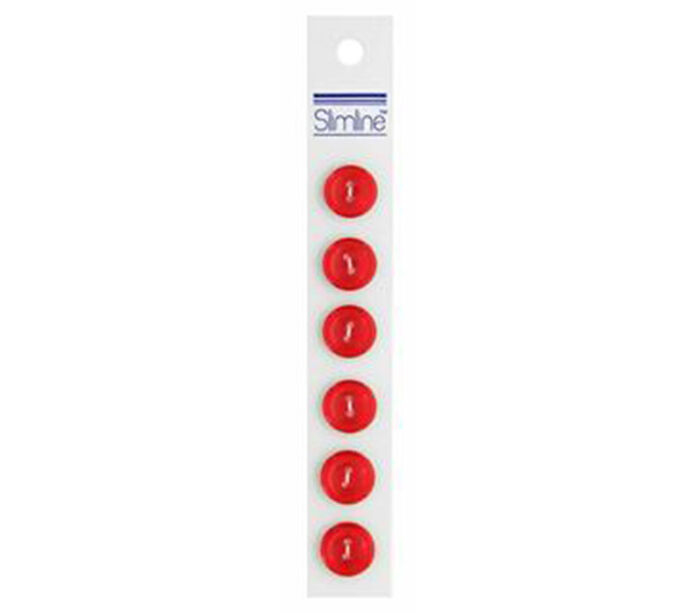 Slimline Buttons - 9/16-inch Red 6 Piece Hook #36