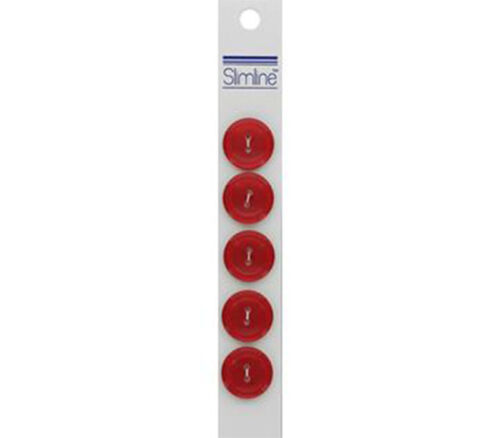 Slimline Buttons - 3/4-inch Red 5 Piece Hook #37