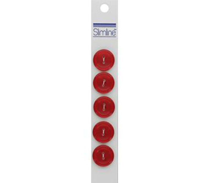 Slimline Buttons - 3/4-inch Red 5 Piece Hook #37