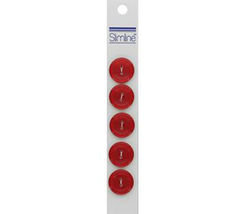 Slimline Buttons - 3/4-inch Red 5 Piece Hook #37