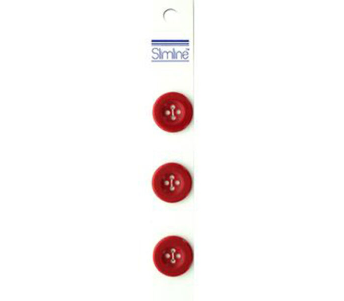 Slimline Buttons - 3/4-inch Red 3 Piece Hook #38