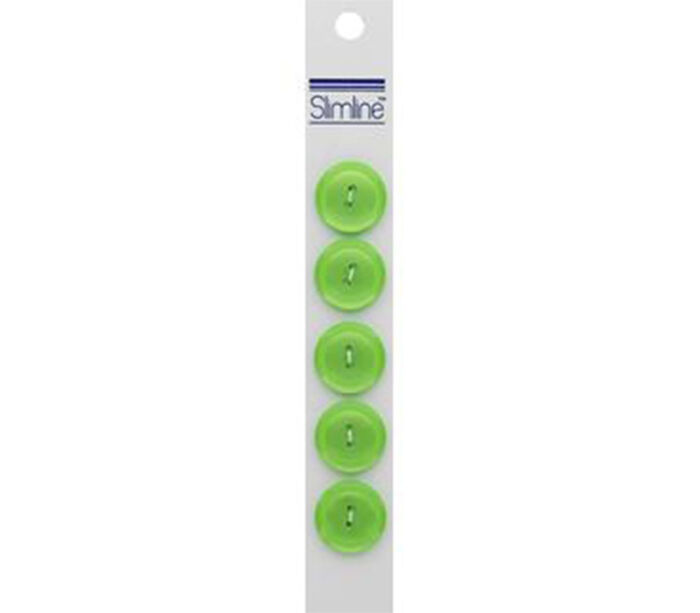 Slimline Buttons - 3/4-inch Lime Green 5 Piece Hook #43