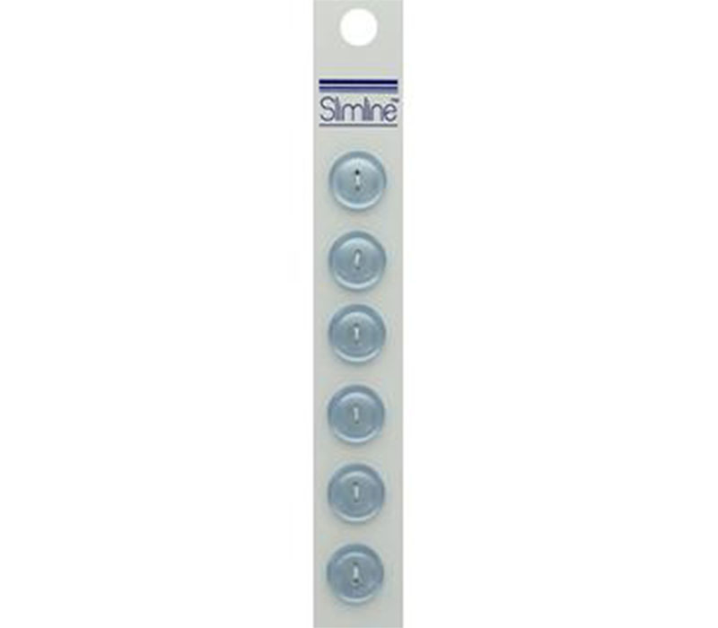 Slimline Buttons - 9/16-inch Light Blue 6 Piece Hook #50