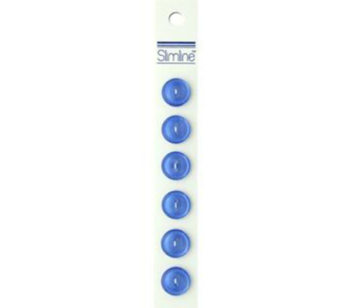 Slimline Buttons - 9/16-inch Blue 6 Piece Hook #52