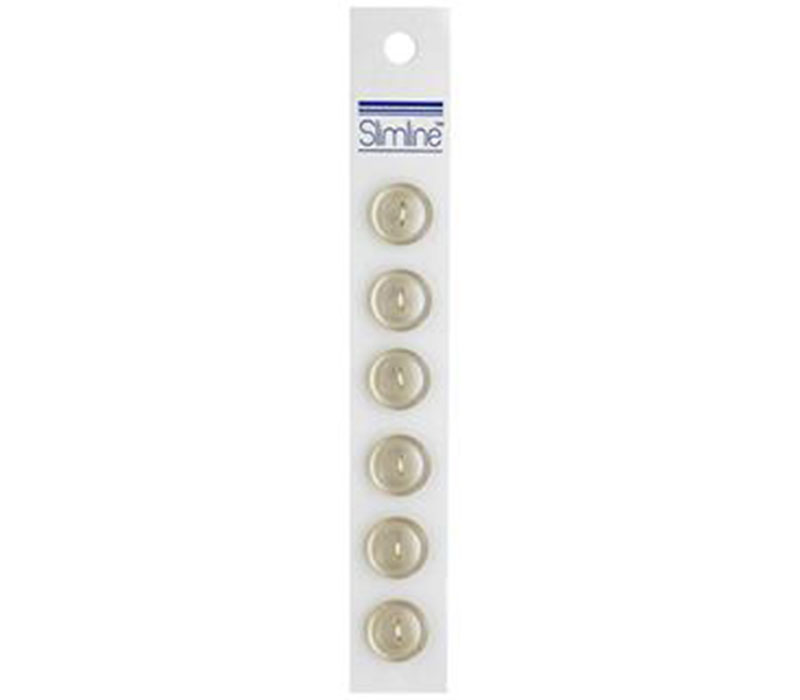 Slimline Buttons - 9/16-inch Beige 6 Piece Hook #64