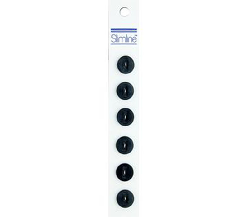 Slimline Buttons - 1/2-inch Black 6 Piece Hook #72