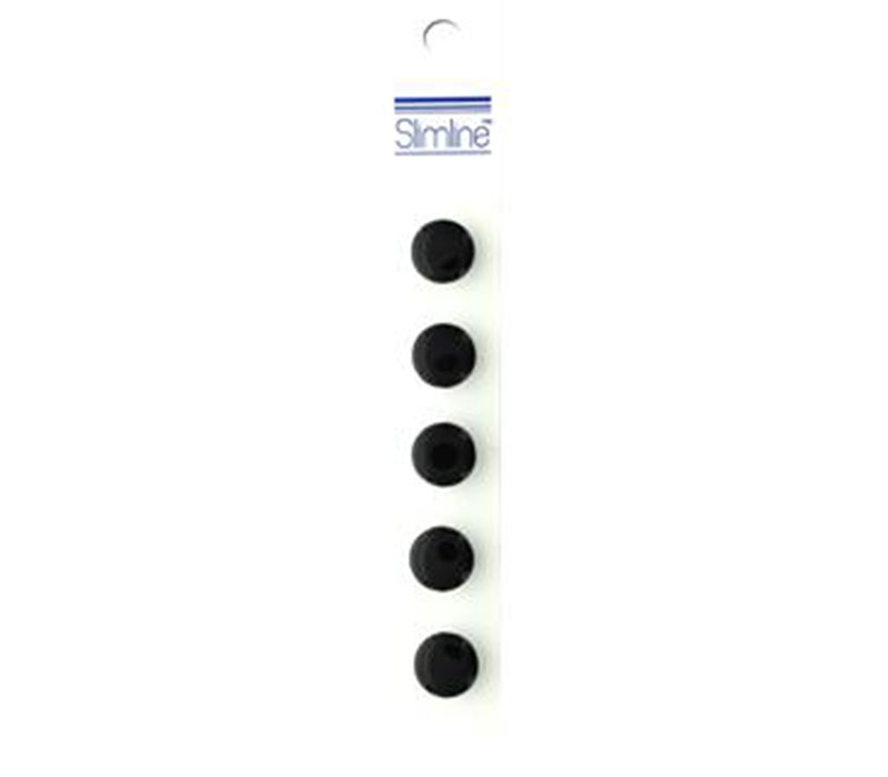 Slimline Buttons - 1/2-inch Black 5 Piece Hook #73