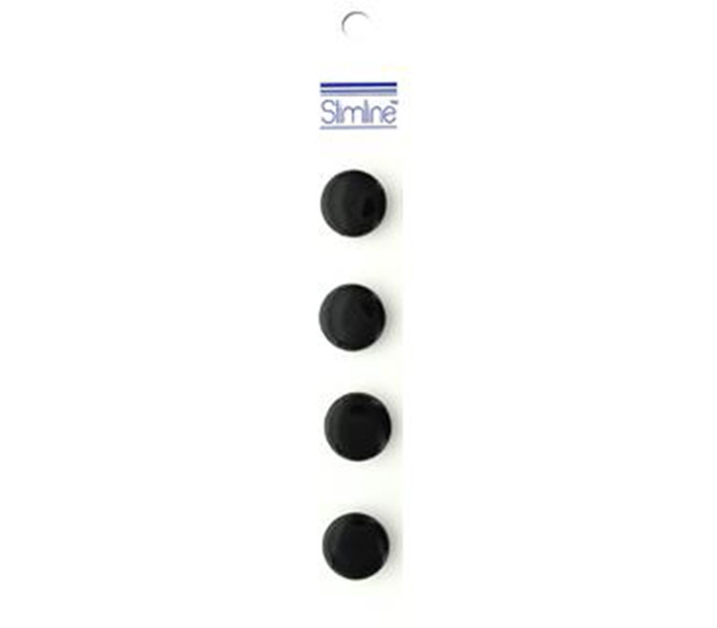 Slimline Buttons - 5/8-inch Black 4 Piece Hook #74