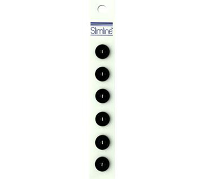 Slimline Buttons - 1/2-inch Black 6 Piece Hook #75
