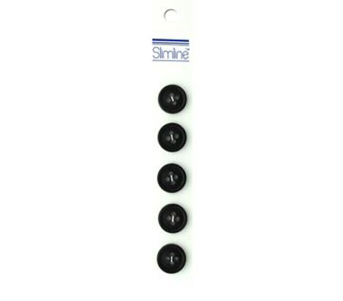Slimline Buttons - 5/8-inch Black 5 Piece Hook #76