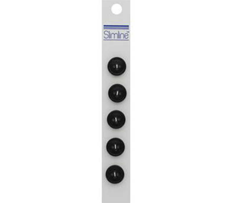 Slimline Buttons - 9/16-inch Black 5 Piece Hook #79