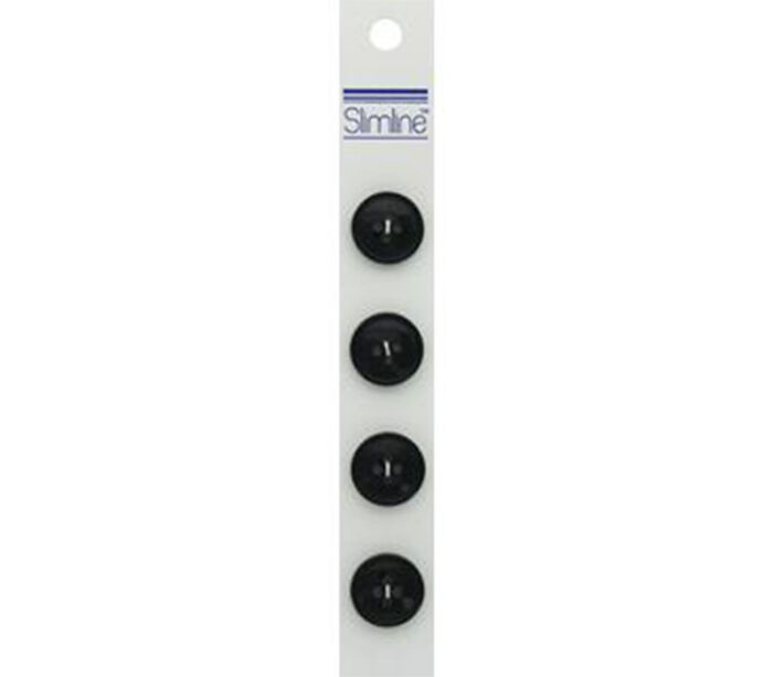 Slimline Buttons - 5/8-inch Black 4 Piece Hook #80
