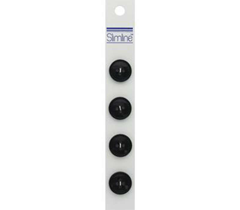 Slimline Buttons - 5/8-inch Black 4 Piece Hook #80