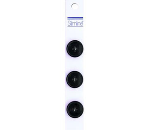 Slimline Buttons - 3/4-inch Black 3 Piece Hook #81