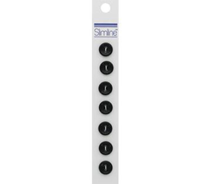 Slimline Buttons - 7/16-inch Black 7 Piece Hook #82