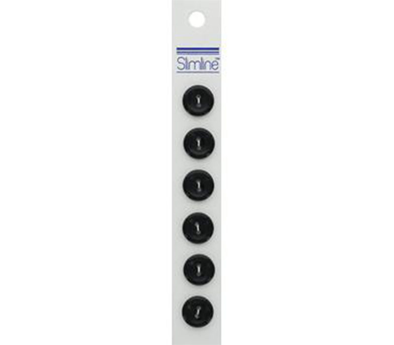 Slimline Buttons - 9/16-inch Black 6 Piece Hook #83