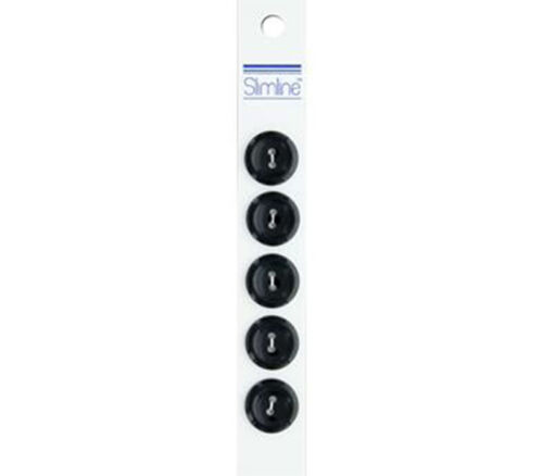 Slimline Buttons - 3/4-inch Black 5 Piece Hook #84