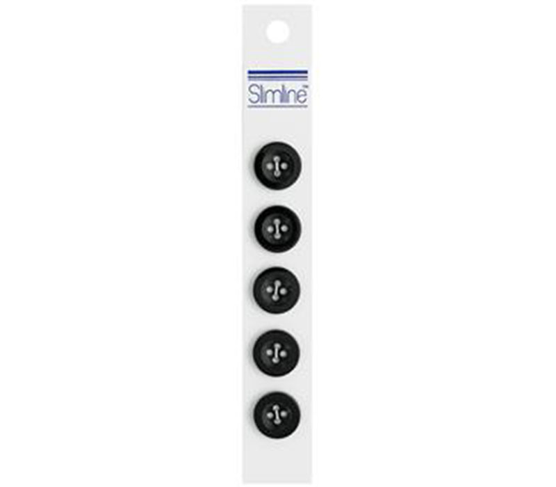 Slimline Buttons - 5/8-inch Black 5 Piece Hook #85