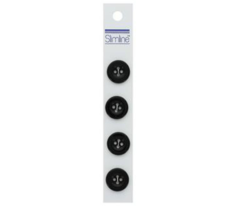 Slimline Buttons - 3/4-inch Black 4 Piece Hook #86