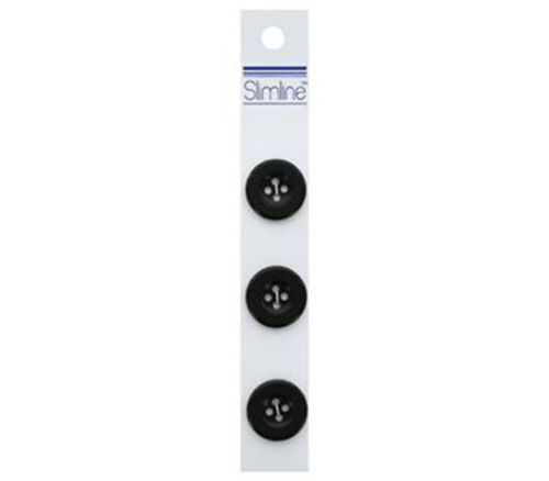 Slimline Buttons - 13/16-inch Black 3 Piece Hook #87