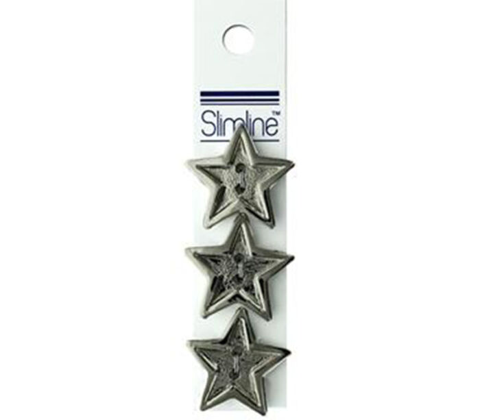Slimline Buttons - 7/8-inch Star Silver 3 Piece Hook #95