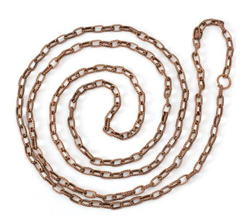 Solid Oak Steam Punk Jewelry Chain - Style A - Antiqued Copper Finish - 1 Piece